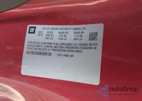 2014 Chevrolet Camaro 1Lt from USA, damaged, VIN 2G1FB1E38E9256129